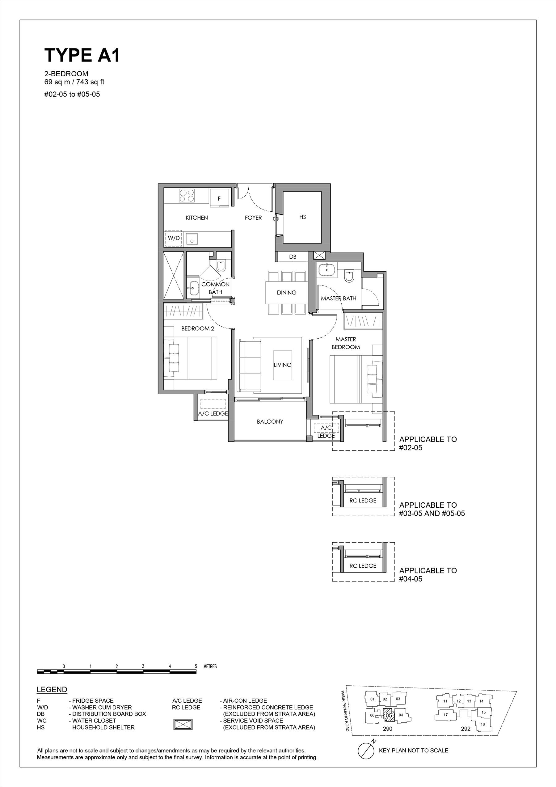 The Hillshore floor plan 2 Bedroom Type A1