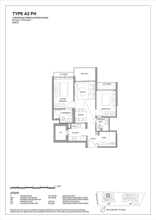 The Hillshore floor plan 2 Bedroom Premium Penthouse Type A2 PH