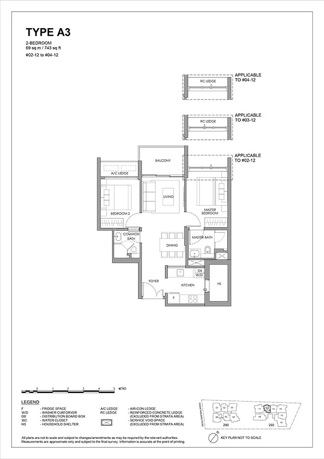 The Hillshore floor plan 2 Bedroom Type A3