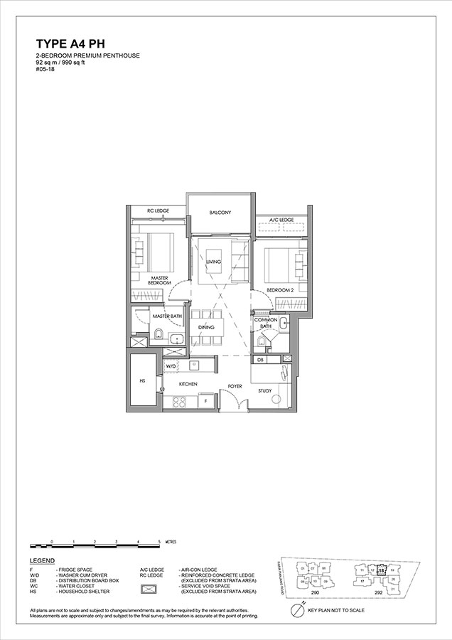The Hillshore floor plan 2 Bedroom Premium Penthouse Type A4 PH