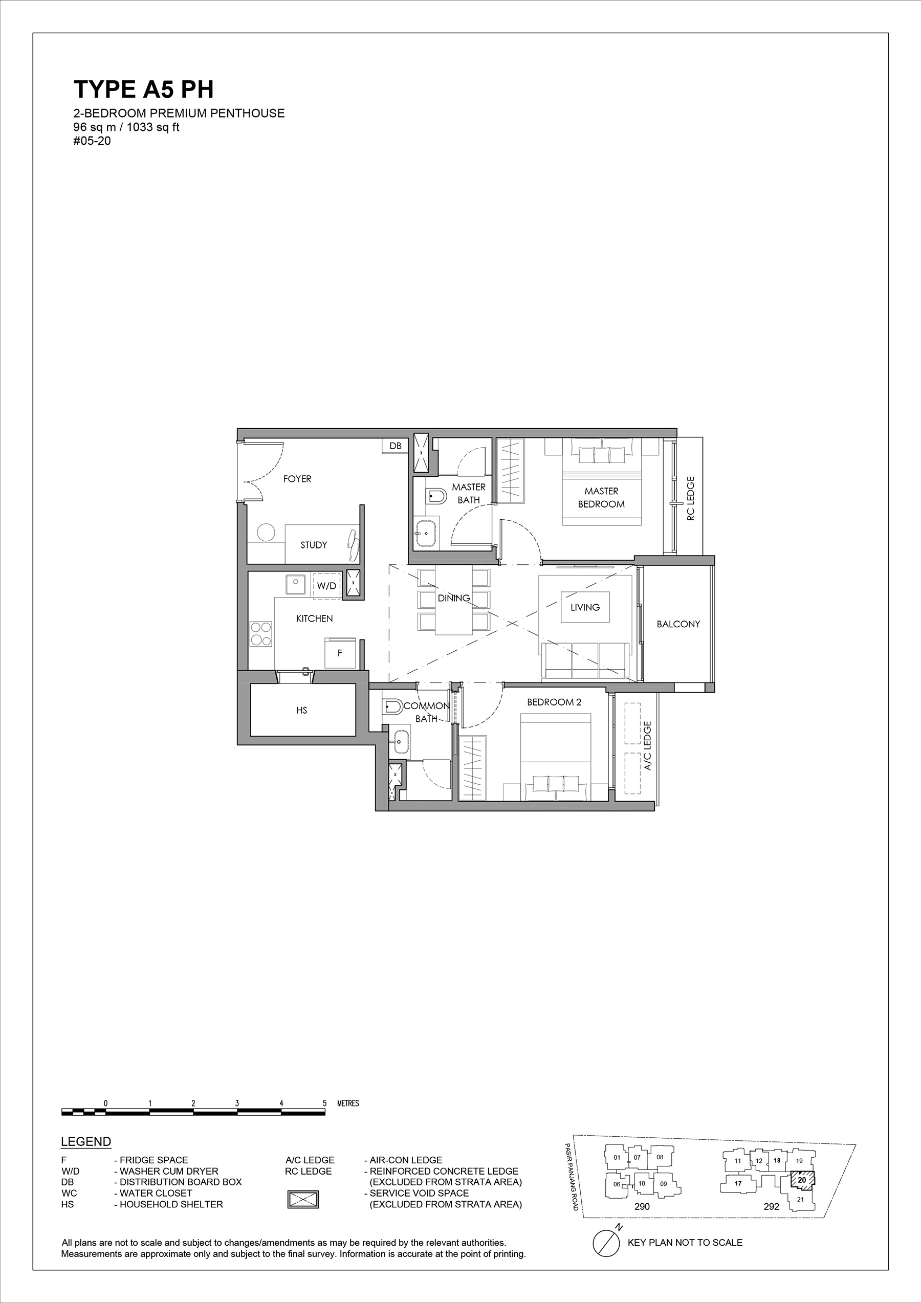 The Hillshore floor plan 2 Bedroom Premium Penthouse Type A5 PH