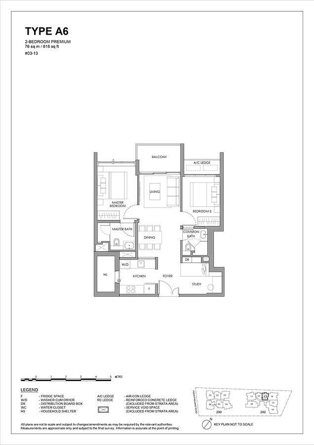 The Hillshore floor plan 2 Bedroom Premium Type A6