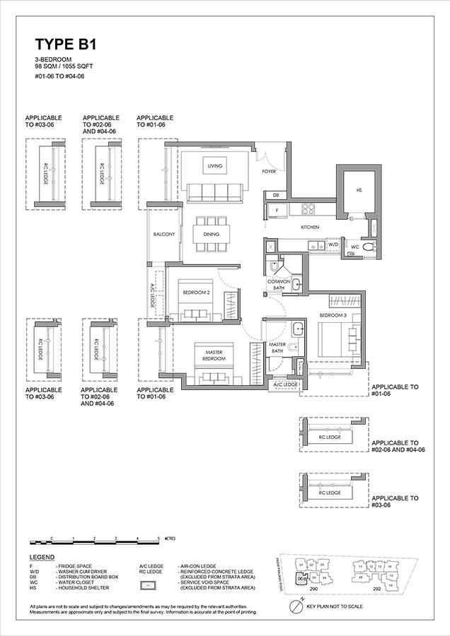The Hillshore floor plan 3 Bedroom Type B1