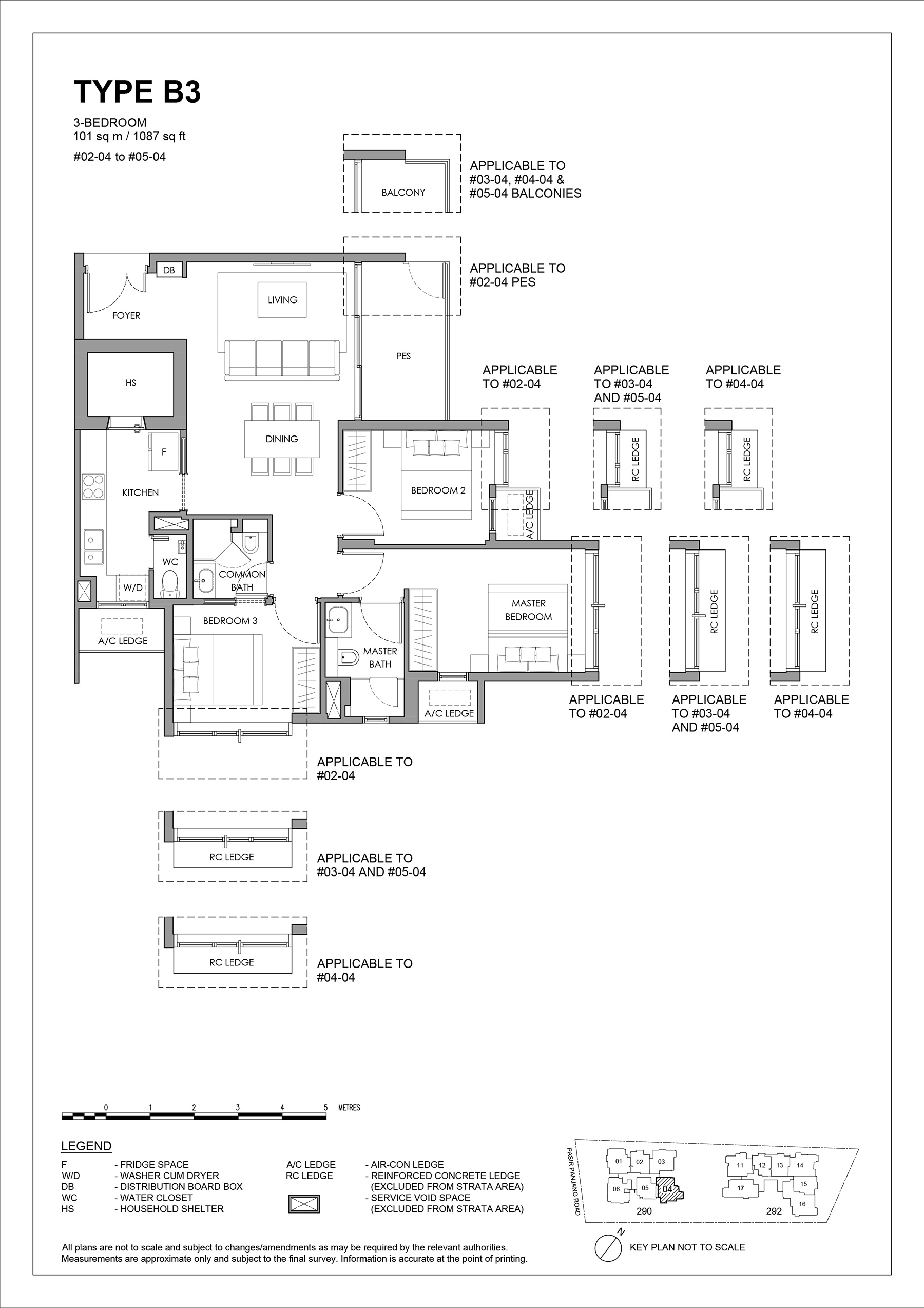 The Hillshore floor plan 3 Bedroom Type B3