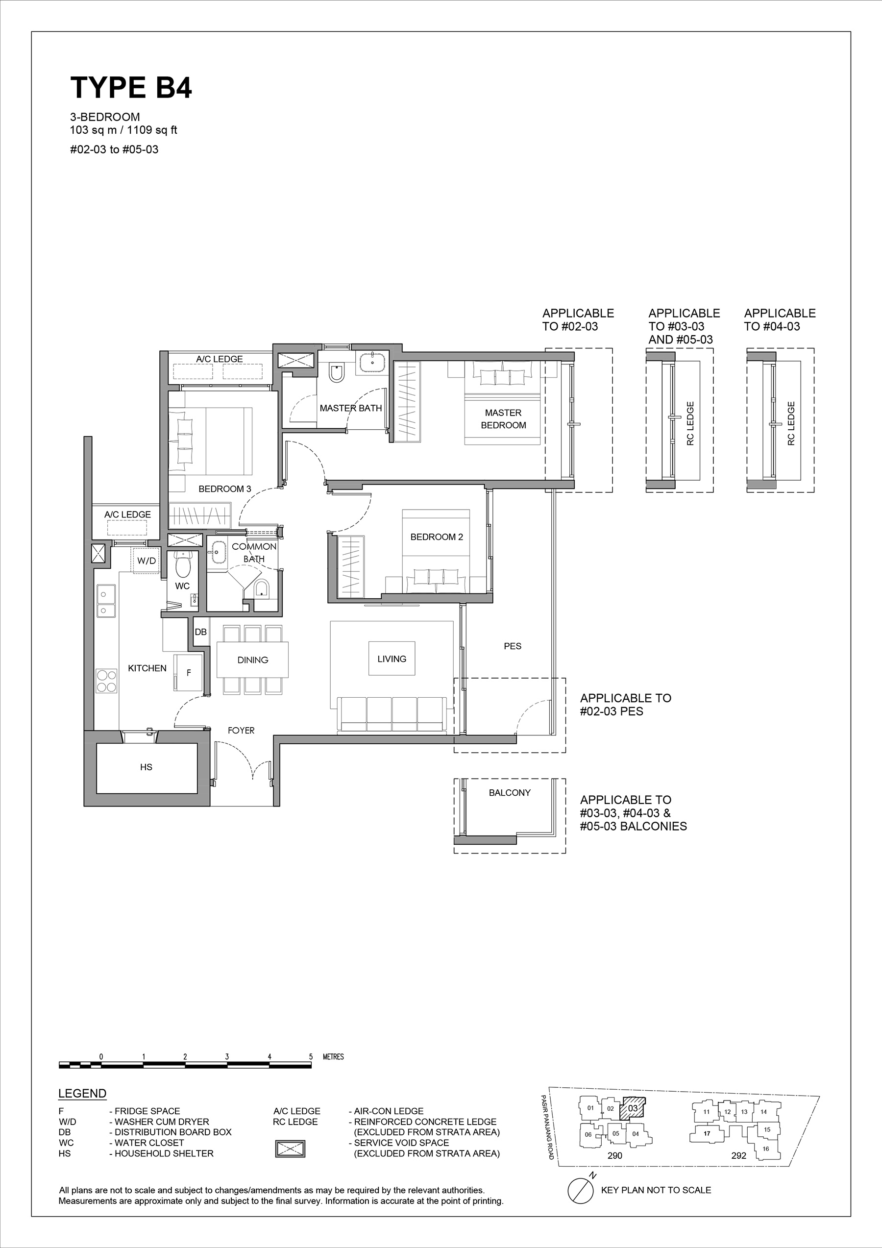 The Hillshore floor plan 3 Bedroom Type B4