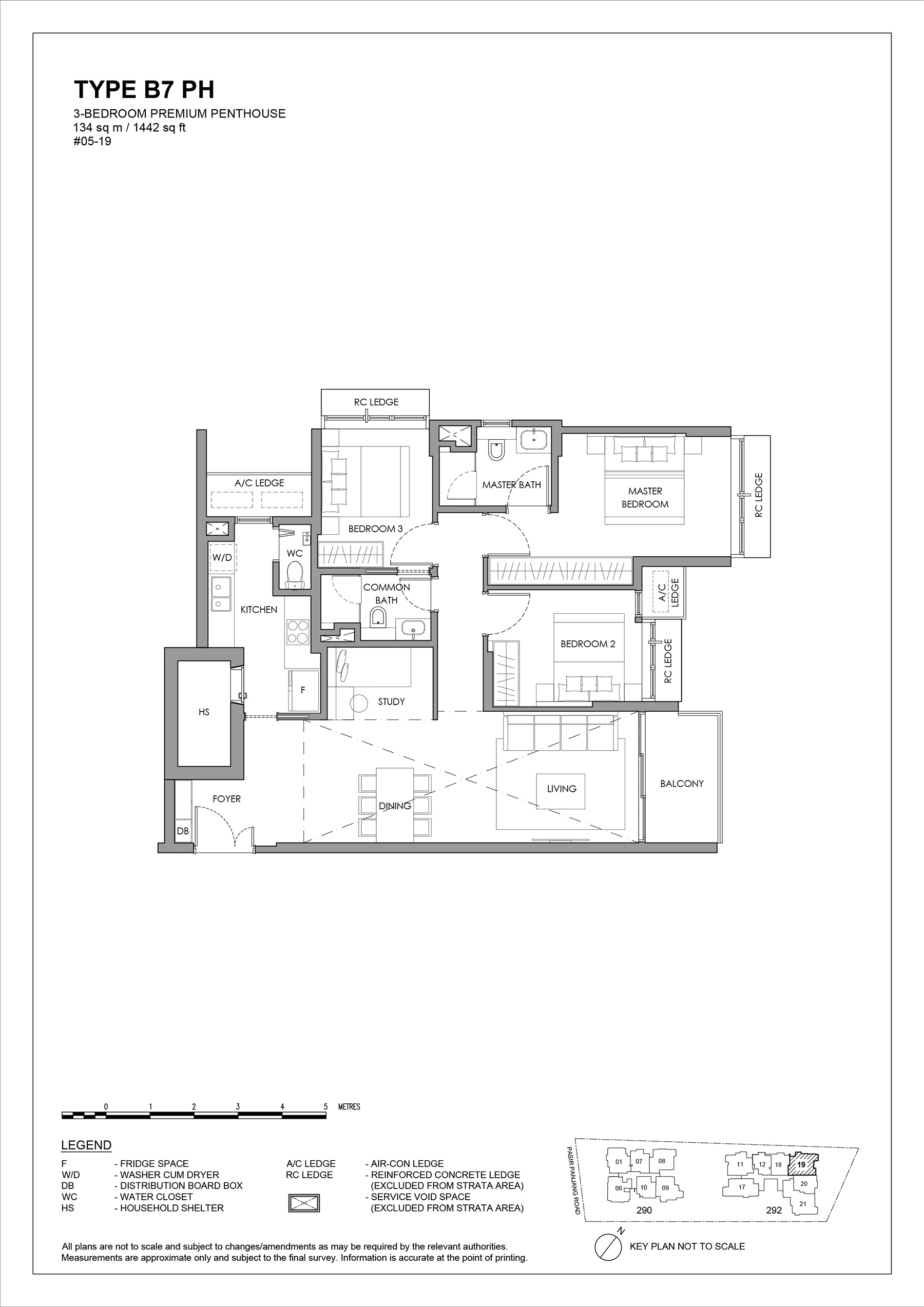 The Hillshore floor plan 3 Bedroom Premium Penthouse Type B7 PH