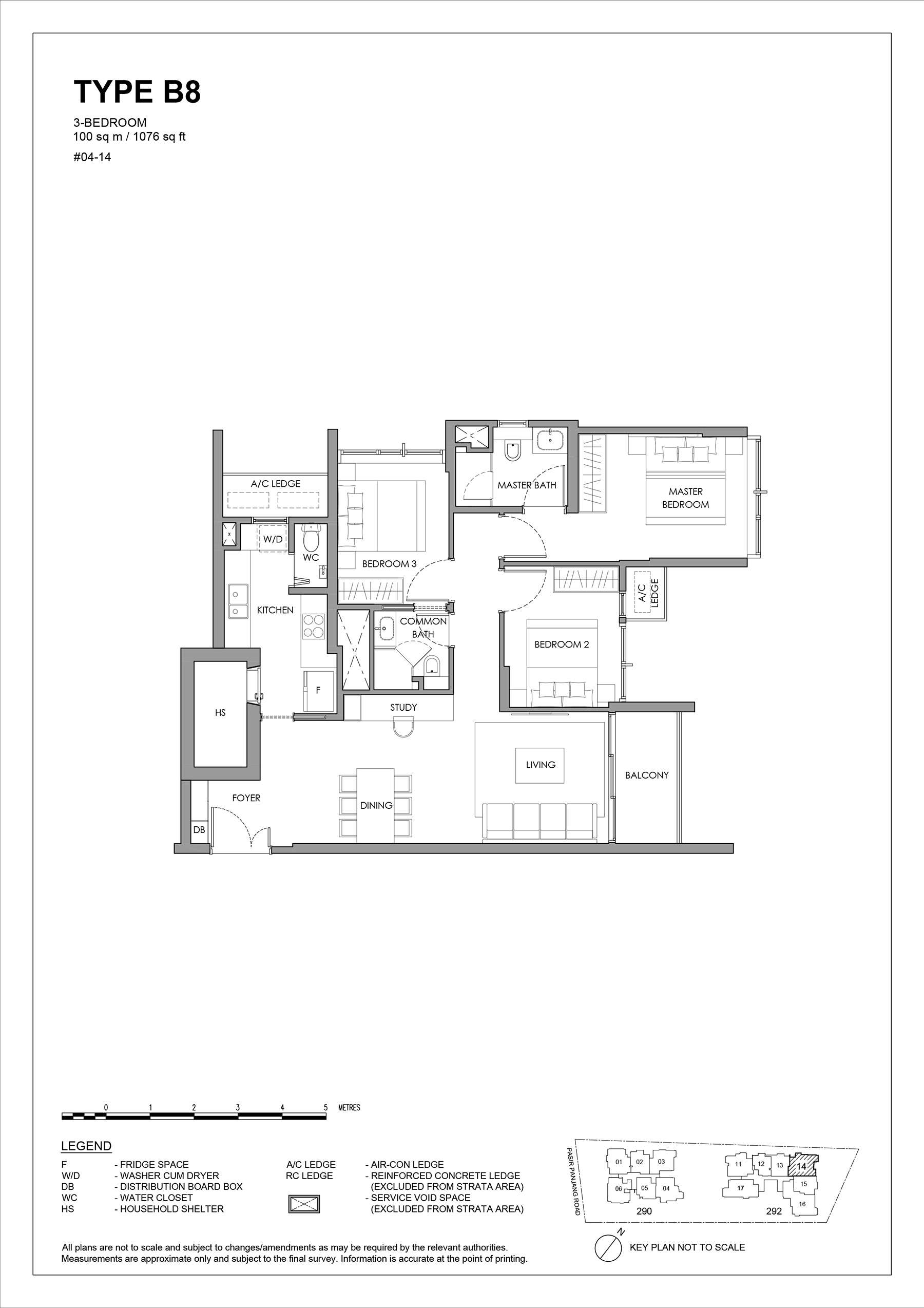 The Hillshore floor plan 3 Bedroom Type B8