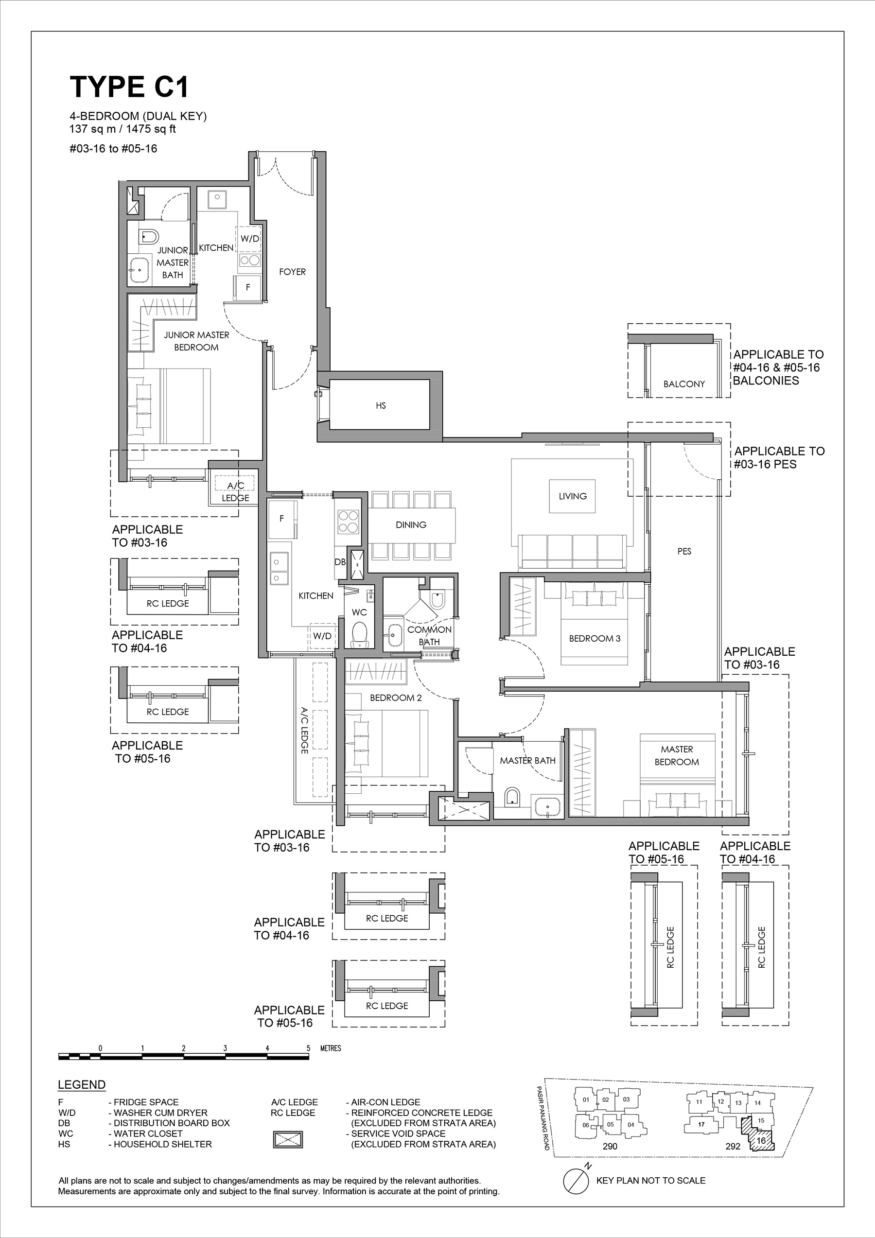 The Hillshore floor plan 4 Bedroom Dual Key Type C1