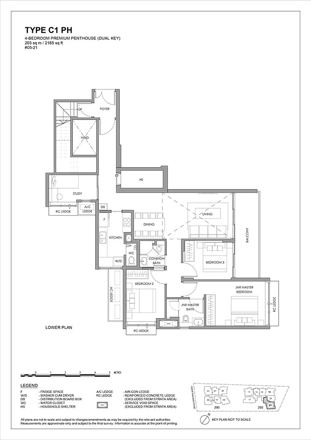 The Hillshore lower floor plan 4 Bedroom Premium Penthouse Dual Key Type C1 PH