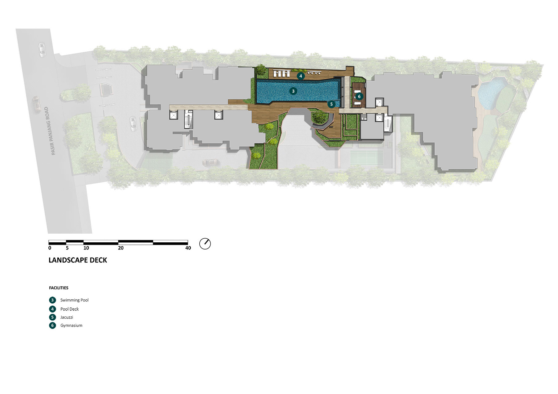 The Hillshore site plan landscape deck