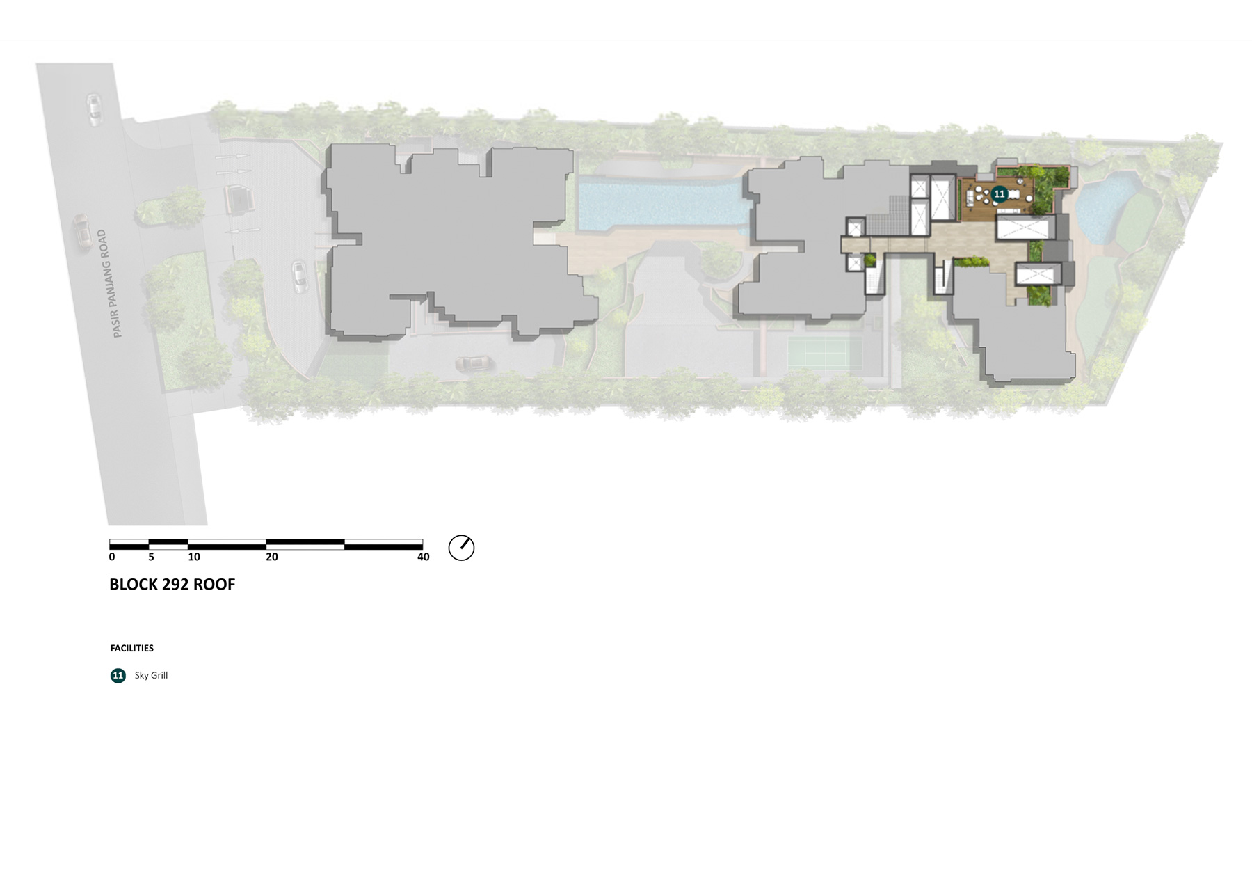 The Hillshore site plan roof